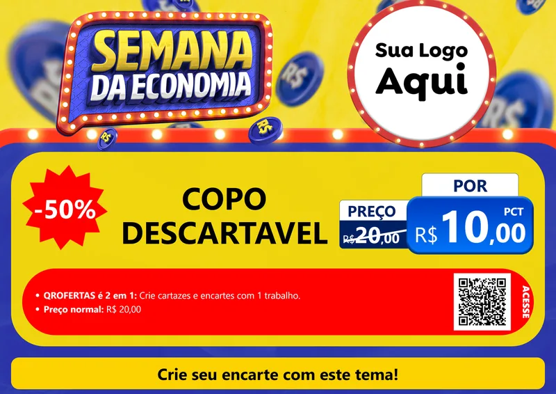 Modelo de Cartaz para Cartaz A4 Horizontal com o tema Semana da Economia para Embalagens