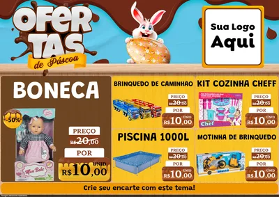 Modelo de Encarte para Encarte A4 Horizontal com o tema Ofertas de Páscoa para Brinquedos