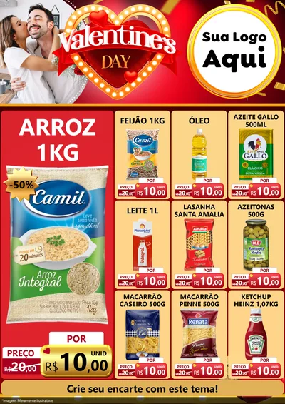 Modelo de Encarte para Encarte A4 Vertical com o tema Valentine's Day para Supermercado