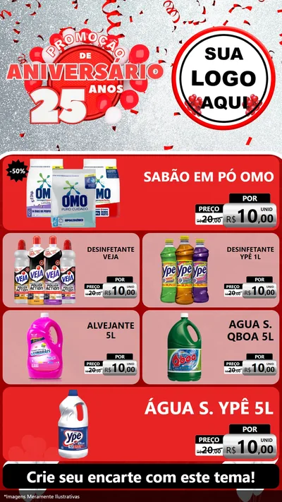Modelo de TV para TV Vertical com o tema Promoção de Aniversário - 25Anos para Produtos de Limpeza