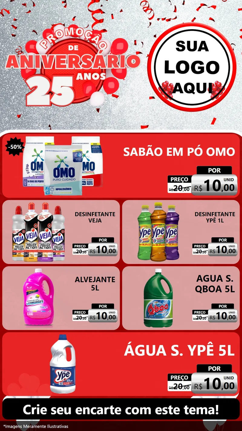 Modelo de TV para TV Vertical com o tema Promoção de Aniversário - 25Anos para Produtos de Limpeza
