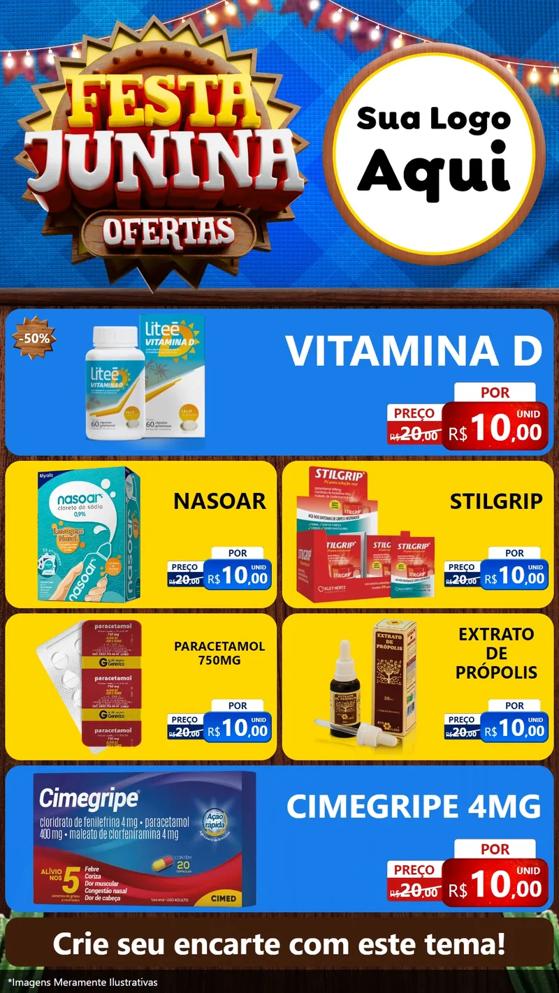 Modelo de TV para TV Vertical com o tema Festa Junina Ofertas para Farmácia