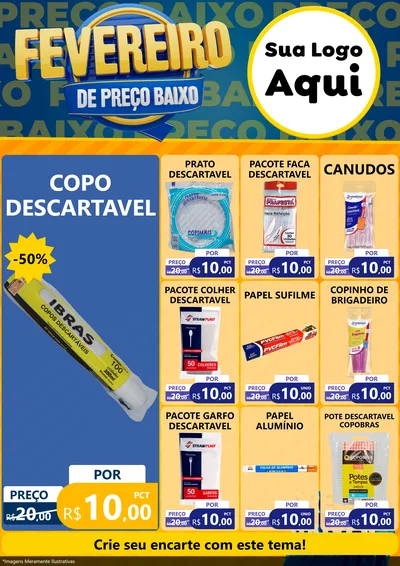 Modelo de Encarte para Encarte A4 Vertical com o tema Fevereiro de Preço Baixo para Embalagens