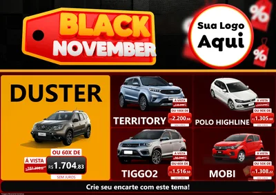 Modelo de Encarte para Encarte A4 Horizontal com o tema Black November para Concessionaria de Carros