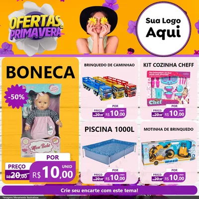 Modelo de Rede Social para Feed Facebook com o tema Ofertas Da Primavera para Brinquedos