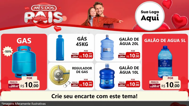 Modelo de TV para TV Horizontal com o tema Mês dos Pais para Água e gás