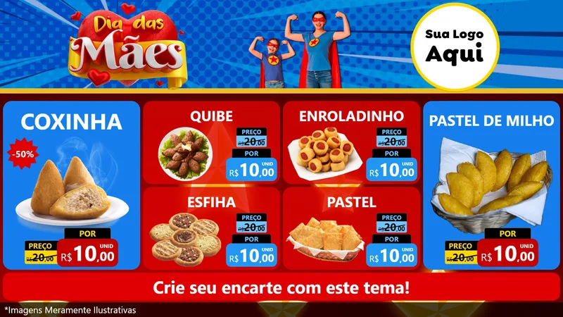 Modelo de TV para TV Horizontal com o tema Dia das Mães para Salgadaria