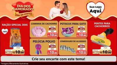 Modelo de TV para TV Horizontal com o tema Dia dos Namorados - Aqui Tem Ofertas para Pet Shop