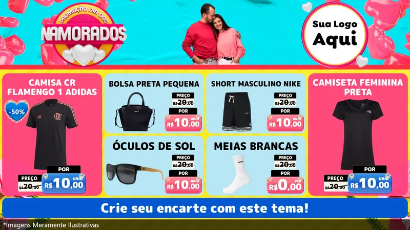Modelo de TV para TV Horizontal com o tema Promoção Dia dos Namorados para Roupas e acessórios