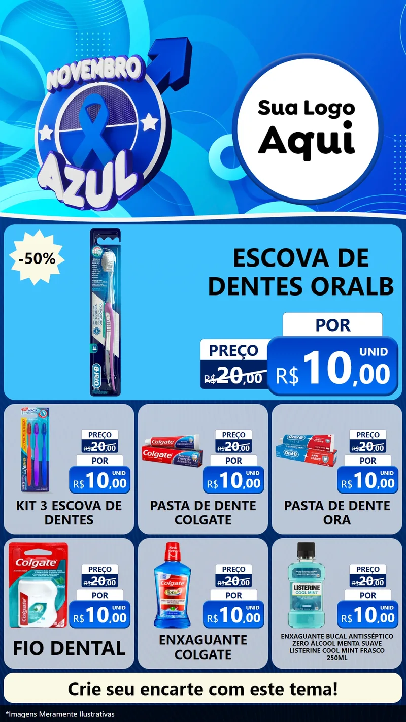 Modelo de Rede Social para Stories com o tema Novembro Azul para Higiene Pessoal