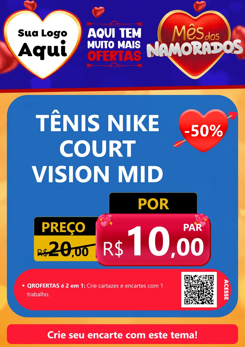 Modelo de Cartaz para Cartaz A4 Vertical com o tema Mês dos Namorados para Calçados