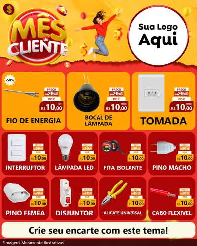 Modelo de Rede Social para Feed Instagram com o tema Mês do Cliente para Materiais Elétricos