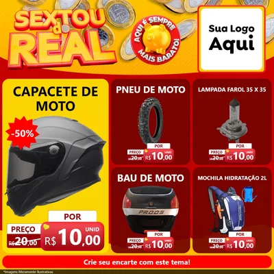 Modelo de Rede Social para Feed Facebook com o tema Sextou do Real para Moto peças