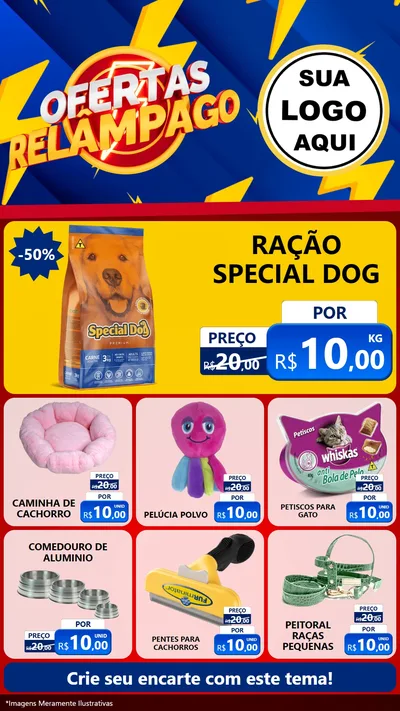 Modelo de Rede Social para Stories com o tema Ofertas Relâmpago para Pet Shop