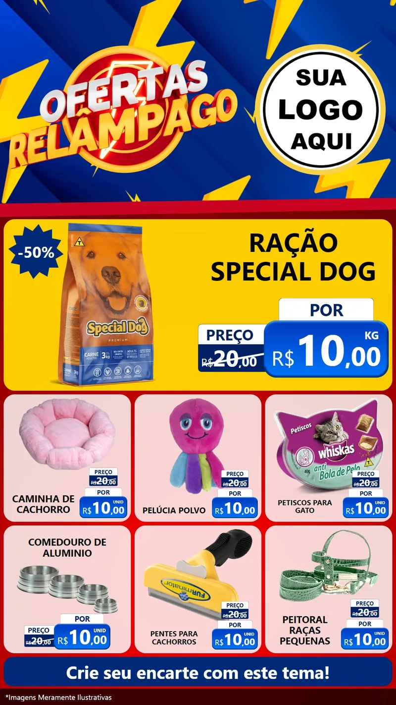 Modelo de Rede Social para Stories com o tema Ofertas Relâmpago para Pet Shop