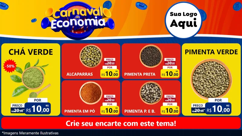 Modelo de TV para TV Horizontal com o tema Carnaval da Economia para Produtos Naturais