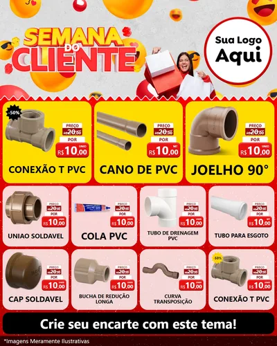 Modelo de Rede Social para Feed Instagram com o tema Semana do Cliente para Tubos e conexões
