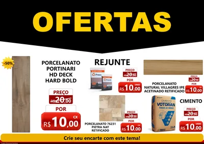 Modelo de Encarte para Encarte A4 Horizontal com o tema Ofertas Preto e Vermelho Cartaz para Pisos e revestimentos