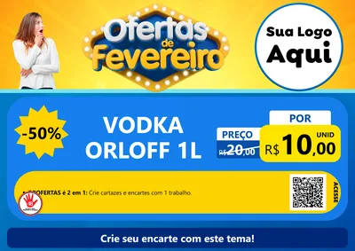 Modelo de Cartaz para Cartaz A4 Horizontal com o tema Ofertas de Fevereiro para Distribuidora de bebidas