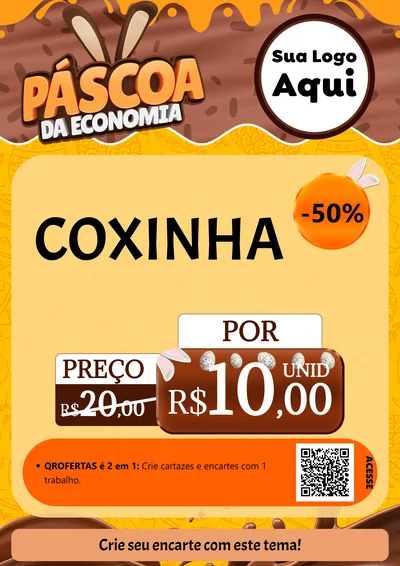 Modelo de Cartaz para Cartaz A4 Vertical com o tema Páscoa da Economia para Salgadaria