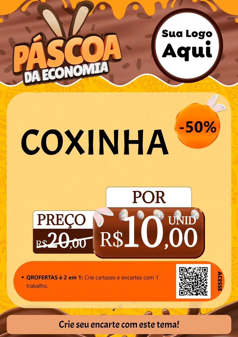 Modelo de Cartaz para Cartaz A4 Vertical com o tema Páscoa da Economia para Salgadaria