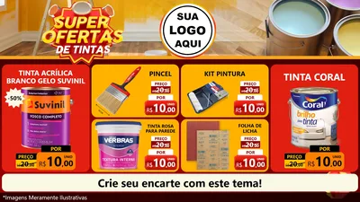 Modelo de TV para TV Horizontal com o tema Super Ofertas de Tinta para Tintas e Ferramentas