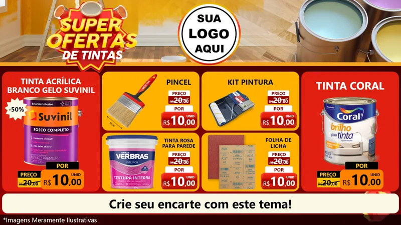Modelo de TV para TV Horizontal com o tema Super Ofertas de Tinta para Tintas e Ferramentas