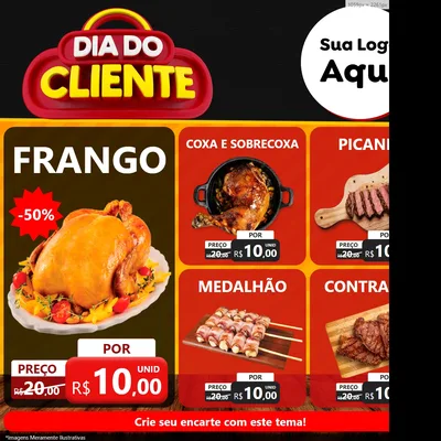 Modelo de Rede Social para Feed Facebook com o tema Dia do Cliente para Assados