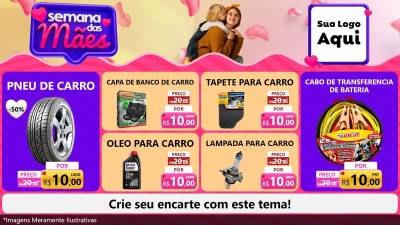 Modelo de TV para TV Horizontal com o tema Semana das Mães para Auto peças