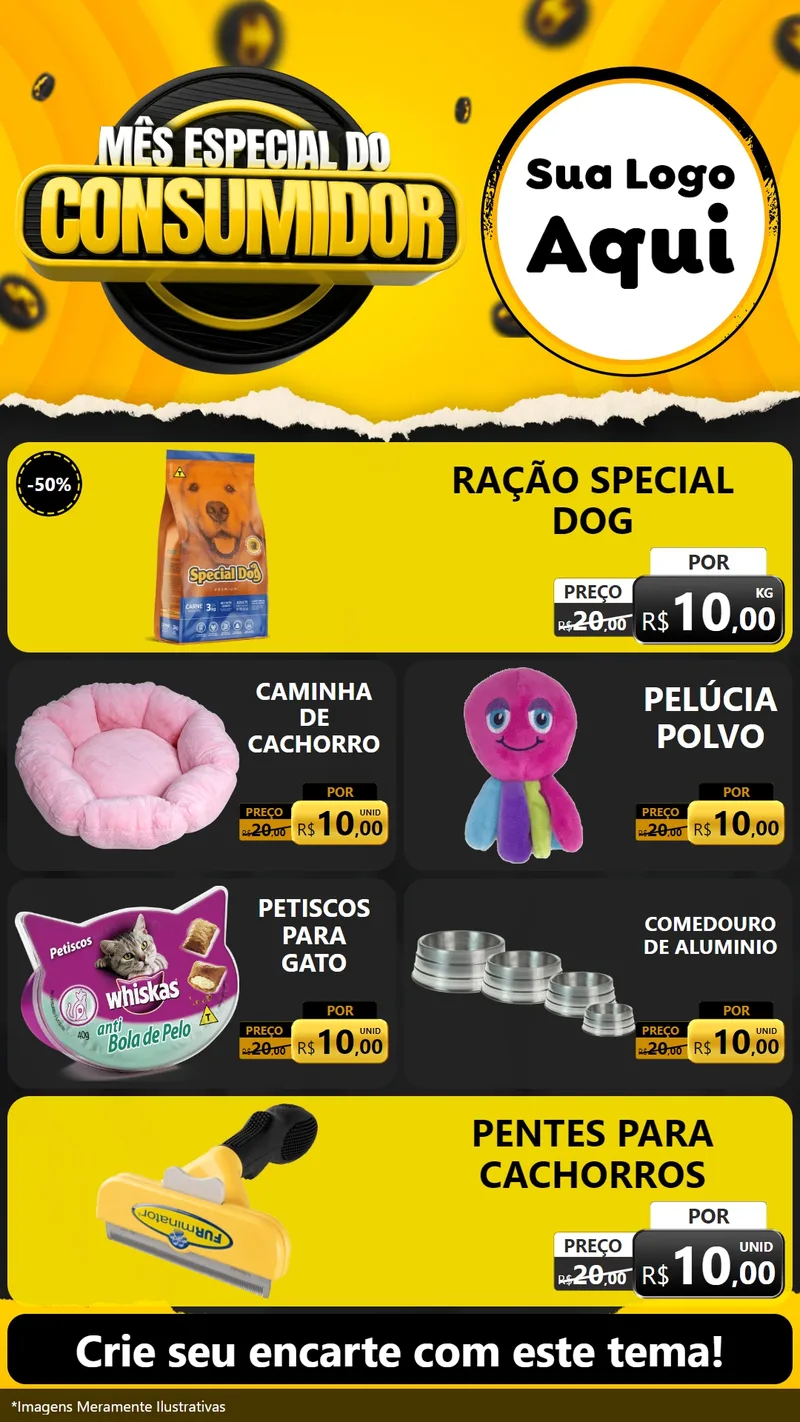 Modelo de TV para TV Vertical com o tema Mês Especial do Consumidor para Pet Shop