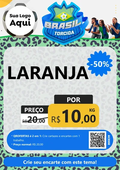 Modelo de Cartaz para Cartaz A4 Vertical com o tema Brasil Torcida - Copa para Hortifrúti