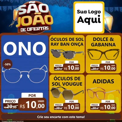 Modelo de Rede Social para Feed Facebook com o tema São João Ofertas Imbatíveis! - Junina para Óticas