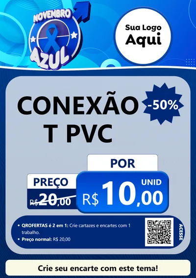 Modelo de Cartaz para Cartaz A4 Vertical com o tema Novembro Azul para Tubos e conexões