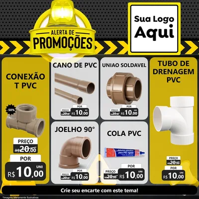 Modelo de Rede Social para Feed Facebook com o tema Alerta de Promoções para Tubos e conexões
