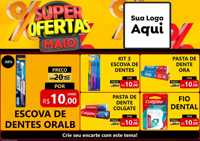Modelo de Encarte para Encarte A4 Horizontal com o tema Super Ofertas Maio para Higiene Pessoal
