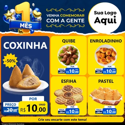 Modelo de Rede Social para Feed Facebook com o tema Um Mês de Aniversário para Salgadaria