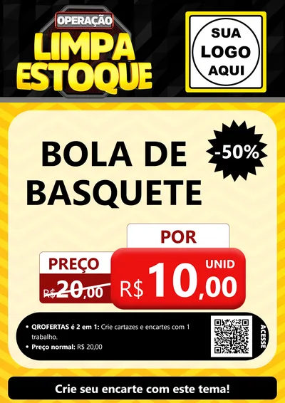 Modelo de Cartaz para Cartaz A4 Vertical com o tema Operação Limpa Estoque para Artigos Esportivos