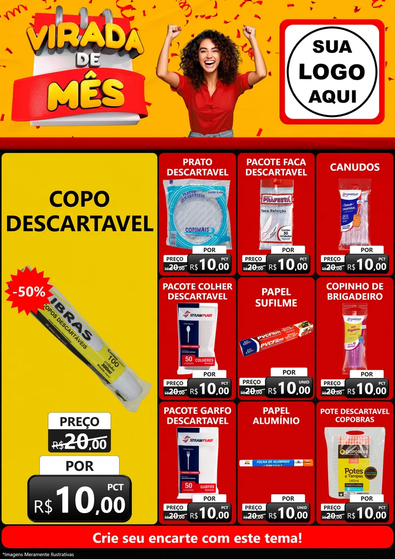 Modelo de Encarte para Encarte A4 Vertical com o tema Virada de Mês para Embalagens