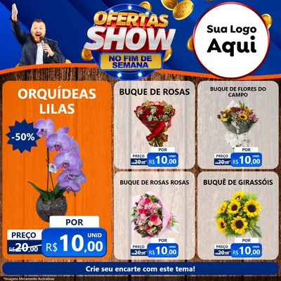 Modelo de Rede Social para Feed Facebook com o tema Ofertas Show No Fim De Semana para Floricultura e jardim