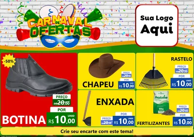 Modelo de Encarte para Encarte A4 Horizontal com o tema Carnaval de Ofertas para Agropecuária