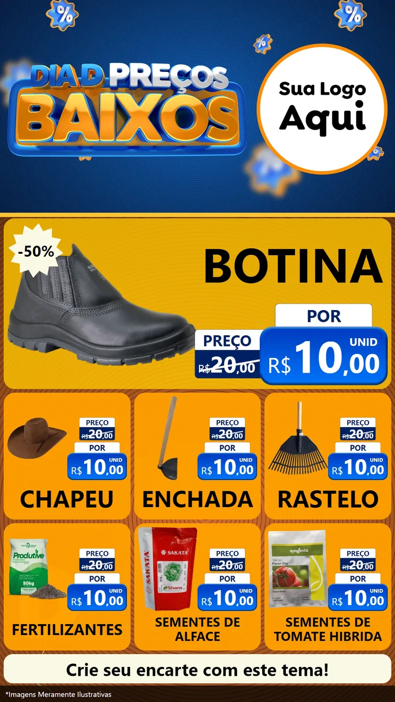 Modelo de Rede Social para Stories com o tema Dia D Preço Baixo para Agropecuária
