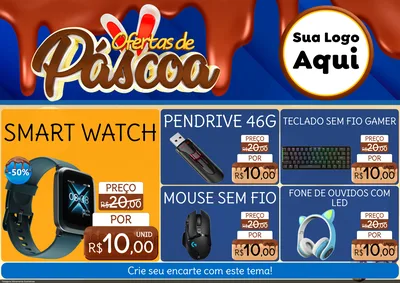 Modelo de Encarte para Encarte A4 Horizontal com o tema Ofertas de Páscoa para Informática