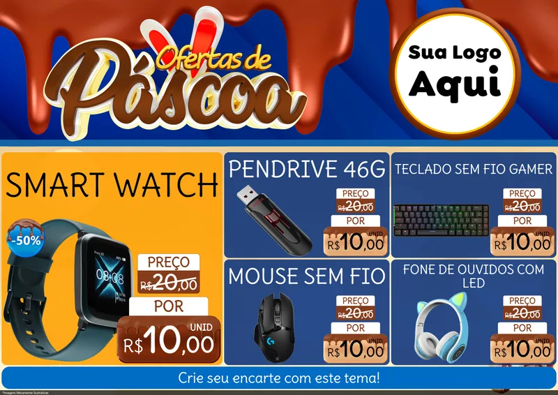 Modelo de Encarte para Encarte A4 Horizontal com o tema Ofertas de Páscoa para Informática