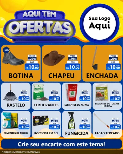 Modelo de Rede Social para Feed Instagram com o tema Aqui Tem Ofertas para Agropecuária