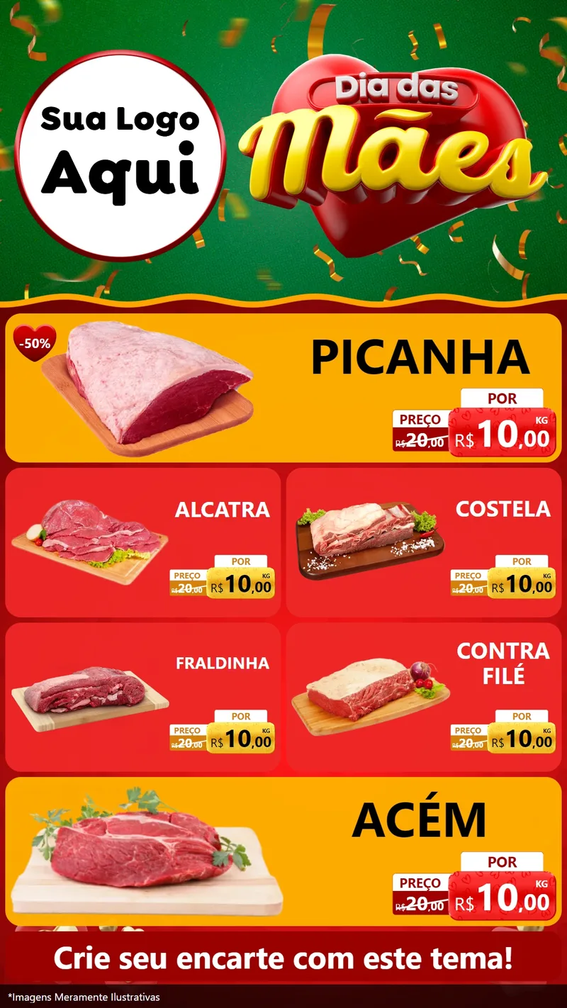 Modelo de TV para TV Vertical com o tema Dia das Mães para Açougue