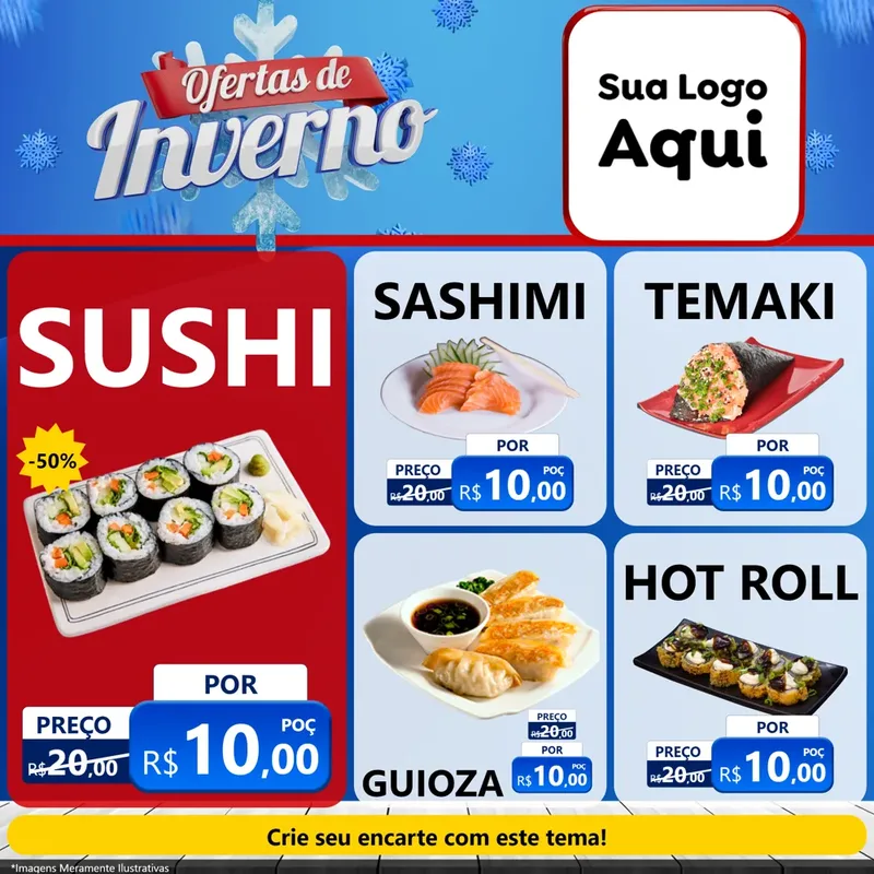 Modelo de Rede Social para Feed Facebook com o tema Ofertas de Inverno para Comida japonesa