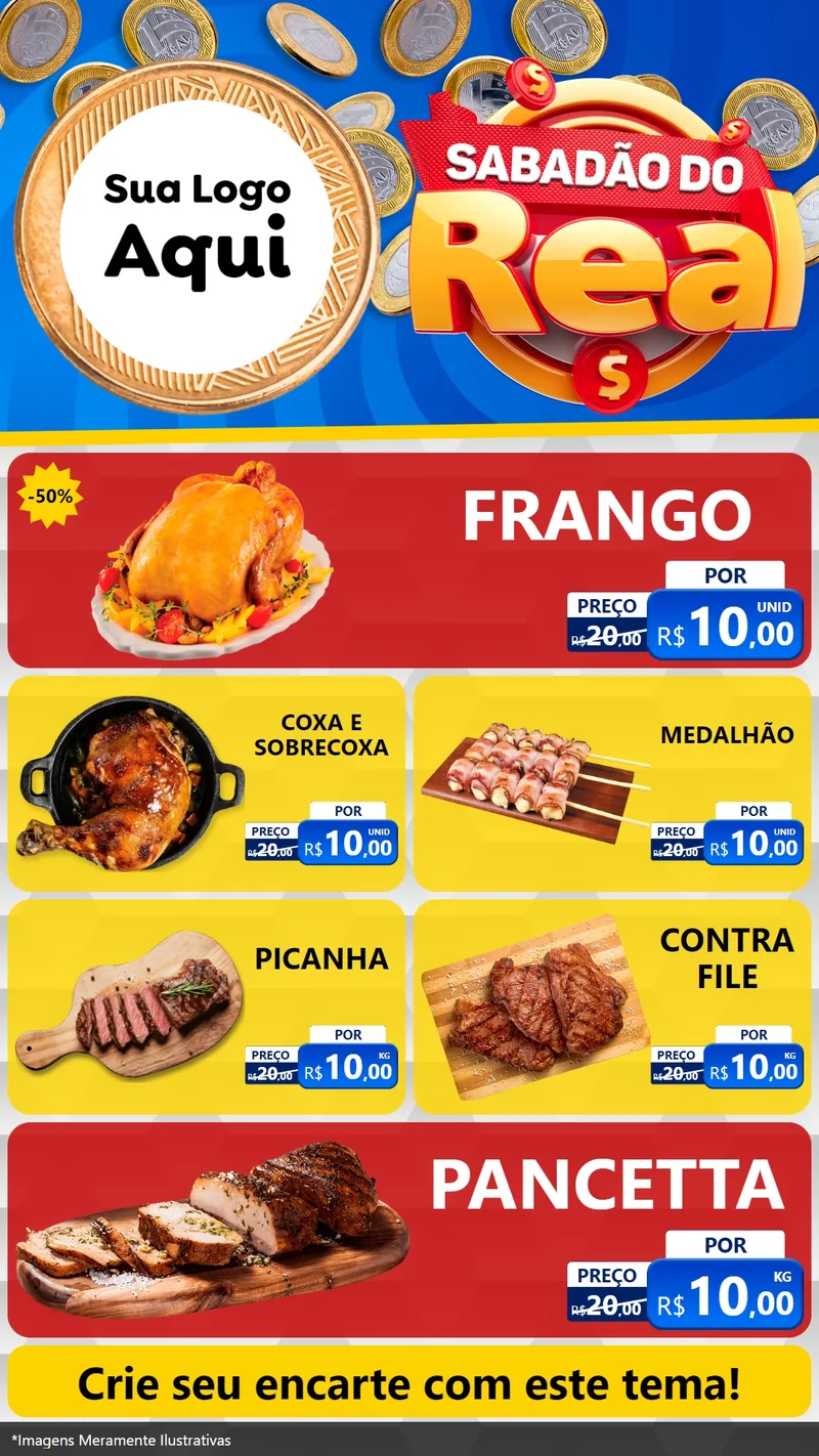 Modelo de TV para TV Vertical com o tema Sabadão do Real para Assados