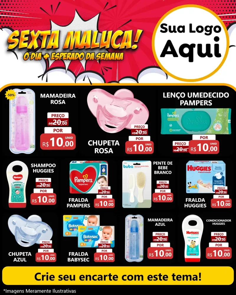 Modelo de Rede Social para Feed Instagram com o tema Sexta Maluca! para Bebês