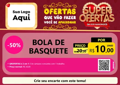 Modelo de Cartaz para Cartaz A4 Horizontal com o tema Dia dos Namorados para Artigos Esportivos