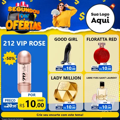 Modelo de Rede Social para Feed Facebook com o tema Segundou de Ofertas para Perfumes